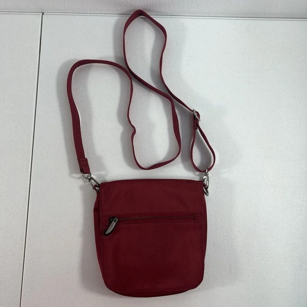 Travelon Crossbody‎ Convertible Waist Belt Bag Polyester Zip Pocket Travel Red